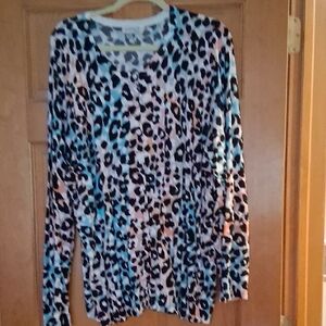 Avenue Black and Pink Animal Print Top